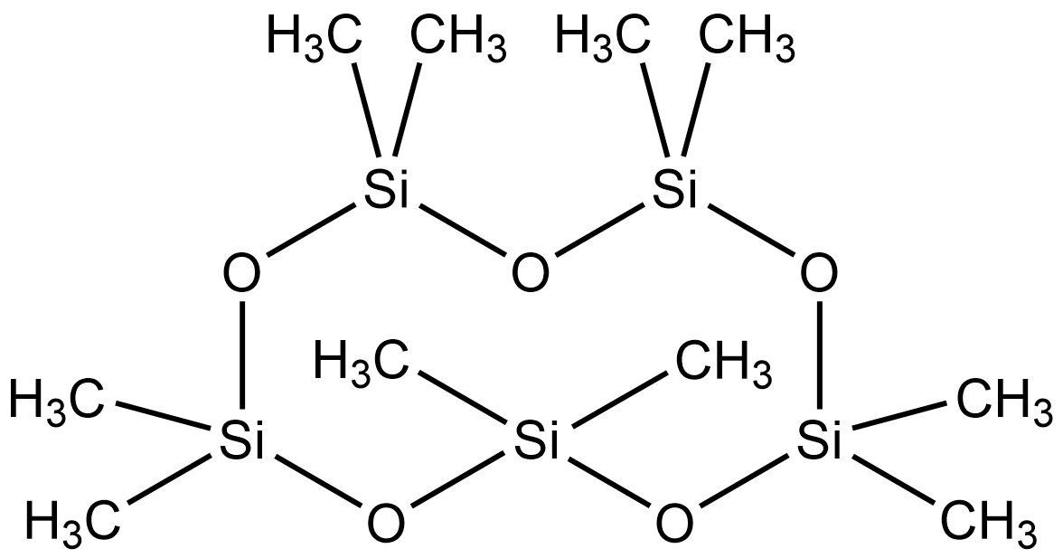 A) Structure of dimethicone. (B) Structure of cyclopentasiloxane. (C)